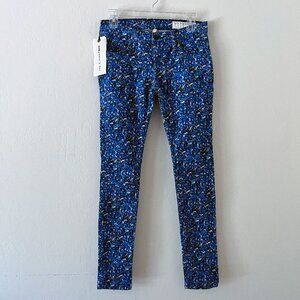 Rag & Bone Jean Ditsy Floral Blue Corduroy Mid Rise Skinny Jeans, 26